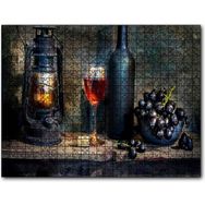 Cakapuzzle Siyah Üzüm Şarap Kadehi Fener Mdf 120 Parça Puzzle