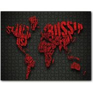 Cakapuzzle Siyah Zemin Kırmızı Dünya Haritası ve Ülke Isimleri 255 Parça Puzzle