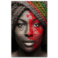 Cakapuzzle Siyahi Kadın Beresi ve Kırmızı Yüz Boyası Ahşap 1000 Parça Puzzle