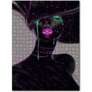 Cakapuzzle Siyahi Kadın ve Neon Makyajı Ahşap 1000 Parça Puzzle