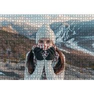 Cakapuzzle Soğuk Dağlar ve Beyaz Bereli Kız Mdf 1000 Parça Puzzle