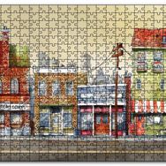 Cakapuzzle Sokakta Binalar ve Dükkanlar Karikatürize Mdf 1000 Parça Puzzle