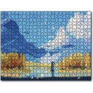 Cakapuzzle Sonbahar Ağaçları Bulutlar Göl ve Kız Yağlıboya Mdf 120 Parça Puzzle