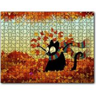 Cakapuzzle Sonbahar Atkılı Kara Kedi ve Fare Görseli 255 Parça Puzzle