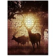 Cakapuzzle Sonbahar Güneş Işınları Geyik Silüetleri Ahşap 500 Parça Puzzle