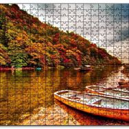 Cakapuzzle Sonbahar Renklerinde Orman ve Nehirde Kayıklar Mdf 120 Parça Puzzle