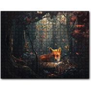 Cakapuzzle Sonbahar Renklerinde Orman ve Tilki Çizim Mdf 1000 Parça Puzzle