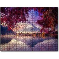 Cakapuzzle Sonbaharda Göldeki Kayık ve Karlı Zirve 255 Parça Puzzle