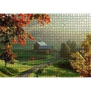 Cakapuzzle Sonbaharda Hala Yeşil Çayırlar ve Uzaktaki Ev Mdf 1000 Parça Puzzle