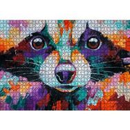 Cakapuzzle Soyut Boyalı Rakun Görseli 1000 Parça Ahşap Puzzle