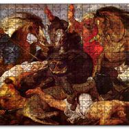 Cakapuzzle Suaygırı ve Timsah Avı Peter Paul Rubbens Mdf 120 Parça Puzzle