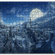 Cakapuzzle Süper Dolunay ve Karla Kaplı Kasaba Mdf 500 Parça Puzzle