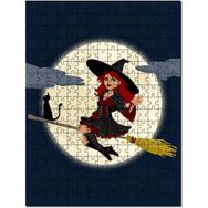 Cakapuzzle Süpürgeli Cadı Kedi Ay Görseli Mdf 500 Parça Puzzle