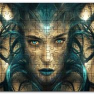 Cakapuzzle Sürrealistik Kadın Yüzü ve Siyah Saçları Mdf 120 Parça Puzzle