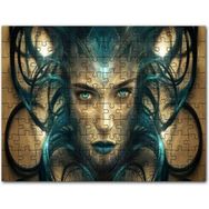 Cakapuzzle Sürrealistik Kadın Yüzü ve Siyah Saçları Mdf 500 Parça Puzzle