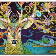 Cakapuzzle Süslemeli Boynuzlarıyla Geyik İllüstrasyon Mdf 255 Parça Puzzle