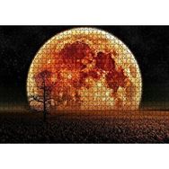 Cakapuzzle Tarlada Yalnız Ağaç ve Olağanüstü Süper Ay Yapboz MDF Puzzle