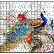Cakapuzzle Tavuskuşları ve Çiçekler Dijital Çizim Mdf 1000 Parça Puzzle