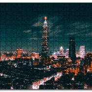 Cakapuzzle Tayvan Taipei Gece Şehir Manzarası Mdf 1000 Parça Puzzle