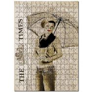 Cakapuzzle Times Gazete Küpüründe Şemsiyeli Kadın Mdf 120 Parça Puzzle