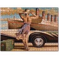 Cakapuzzle Titanik Eski Araba Yeşil Bavuluyla Genç Kadın Mdf 120 Parça Puzzle