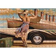 Cakapuzzle Titanik Eski Araba Yeşil Bavuluyla Genç Kadın Mdf 255 Parça Puzzle