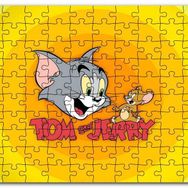 Cakapuzzle Tom ve Jerr Logo Sarı Zeminde Mdf 120 Parça Puzzle