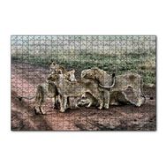 Cakapuzzle Toprak Yolun Ortasında Aslan Ailesi 120 Parça Ahşap Puzzle