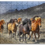 Cakapuzzle Tozlu Yolda Koşan Vahşi Atlar Mdf 1000 Parça Puzzle