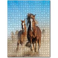 Cakapuzzle Tozlu Zeminde Koşan Kahve Rengi Atlar Görseli 255 Parça Puzzle
