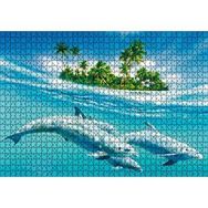 Cakapuzzle Tropik Ada ve Berrak Sulardaki Yunuslar Mdf 1000 Parça Puzzle
