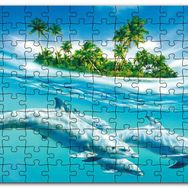 Cakapuzzle Tropik Ada ve Berrak Sulardaki Yunuslar Mdf 120 Parça Puzzle