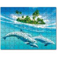 Cakapuzzle Tropik Ada ve Berrak Sulardaki Yunuslar Mdf 255 Parça Puzzle