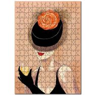Cakapuzzle Turuncu Çiçekli Kadehli Kadın Görsel Mdf 120 Parça Puzzle