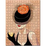Cakapuzzle Turuncu Çiçekli Kadehli Kadın Görsel Mdf 255 Parça Puzzle