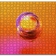 Cakapuzzle Turuncu Küre ve Saran Renkli Dalgaları Mdf 500 Parça Puzzle