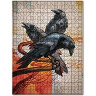 Cakapuzzle Üç Karga Muhabetti Ahşap Zeminde Görseli Ahşap 1000 Parça Puzzle