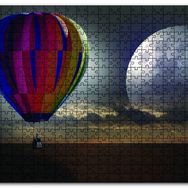 Cakapuzzle Uçan Balon Ufukta Ay Görseli Ahşap 500 Parça Puzzle
