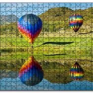 Cakapuzzle Uçan Balon ve Yolcuları Görseli Mdf 120 Parça Puzzle