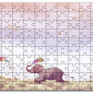 Cakapuzzle Uçurtma Uçuran Kız ve Renk Püsküren Fil Mdf 120 Parça Puzzle
