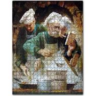 Cakapuzzle Usta Aşçı ve Yardımcıları Iş Başında Yağlıboya 120 Parça Puzzle