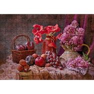 Cakapuzzle Vazolarda Sümbül ve Gelincikler Sepette Taze Meyveler 255 Parça Puzzle