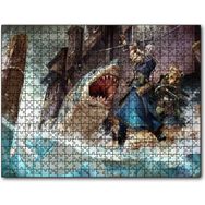 Cakapuzzle Vikingler ve Saldıran Köpekbalığı İllüstrasyon Mdf 500 Parça Puzzle