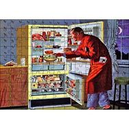 Cakapuzzle Vintage Buzdolabı ve Ropdöşambırlı Adam 120 Parça Ahşap Puzzle