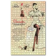 Cakapuzzle Vintage Oturan Kadın Çorap Reklamı Ahşap 1000 Parça Puzzle