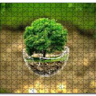 Cakapuzzle Volkanlar Harika Dünya Cam Kasede Ağaç Görseli Mdf 1000 Parça Puzzle
