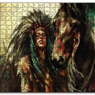 Cakapuzzle Yağlı Boya At Kızılderili Kadın Mdf 120 Parça Puzzle