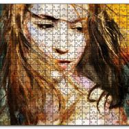 Cakapuzzle Yağlı Boya Resmi Kadın Uçuşan Saçlar Görseli Mdf 120 Parça Puzzle