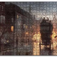 Cakapuzzle Yağmurlu Akşamda Sokakta Arabalar ve İnsanlar Mdf 500 Parça Puzzle