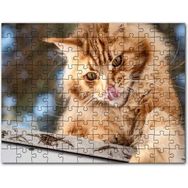 Cakapuzzle Yalanan Sarı Sevimli Kedi Mdf 255 Parça Puzzle